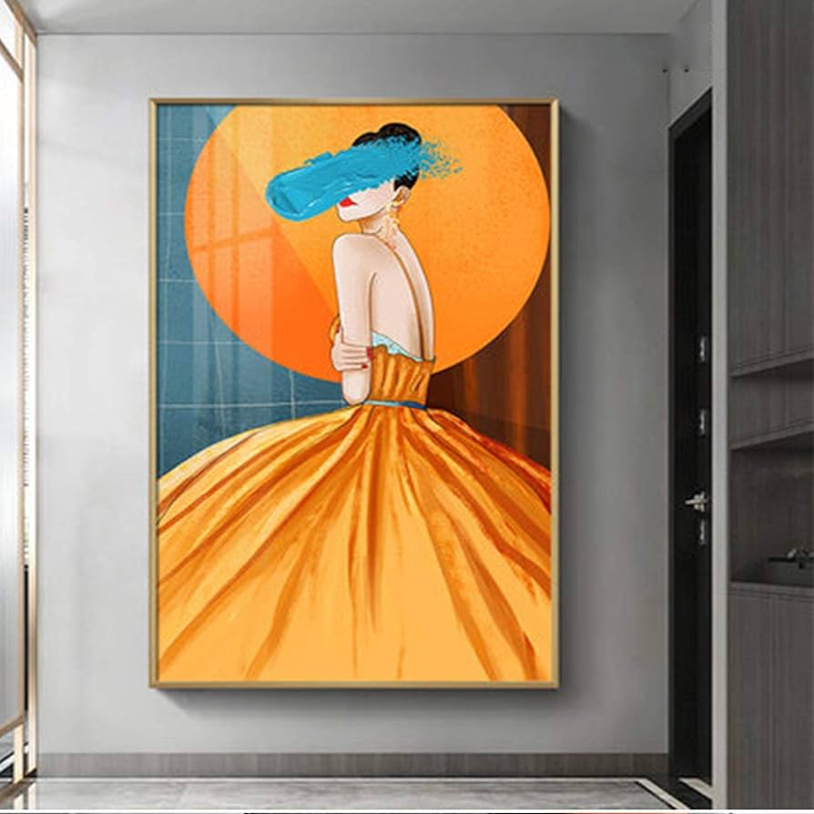 Amazon｜ファッション女性キャンバス絵画キャラクター壁画垂直